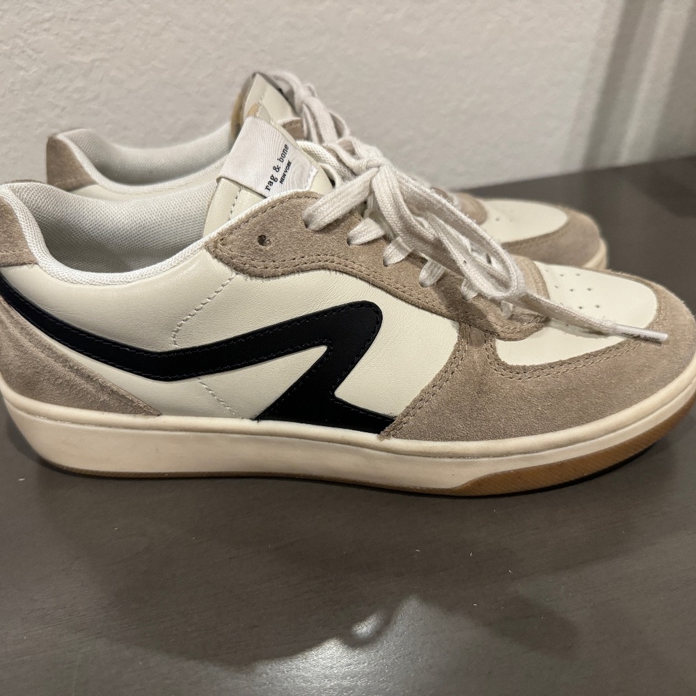 rag & bone Cream and Beige Sneakers with Black Accent